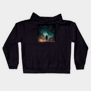 Man Staring at the Universe- best selling Kids Hoodie